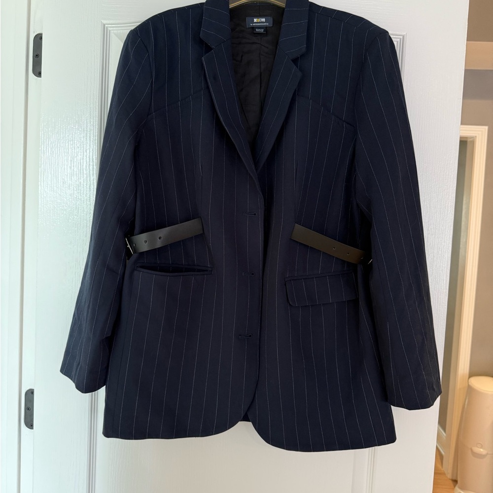 Maeve by Anthropology- Stylish Dark Blue Pinstripe Women's Blazer